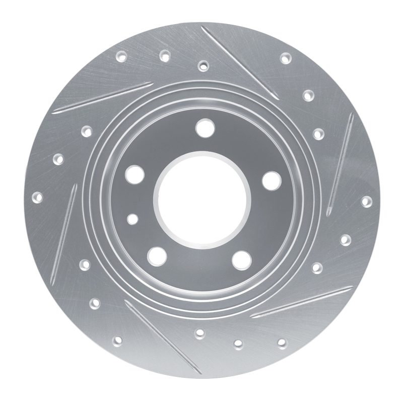 Buick Encore GX Brake Rotor (1) - Rear Left - R1 Concepts - Drilled & Slotted - Silver - `20-`25